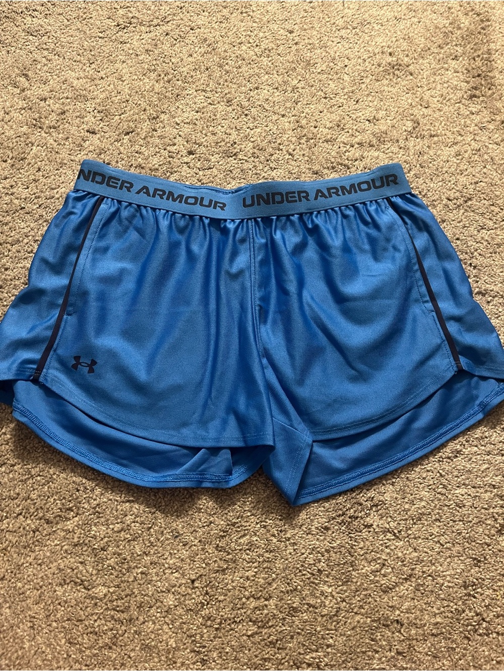 Under Armour Women's Royal Blue Athletic Shorts with Gray Waistband